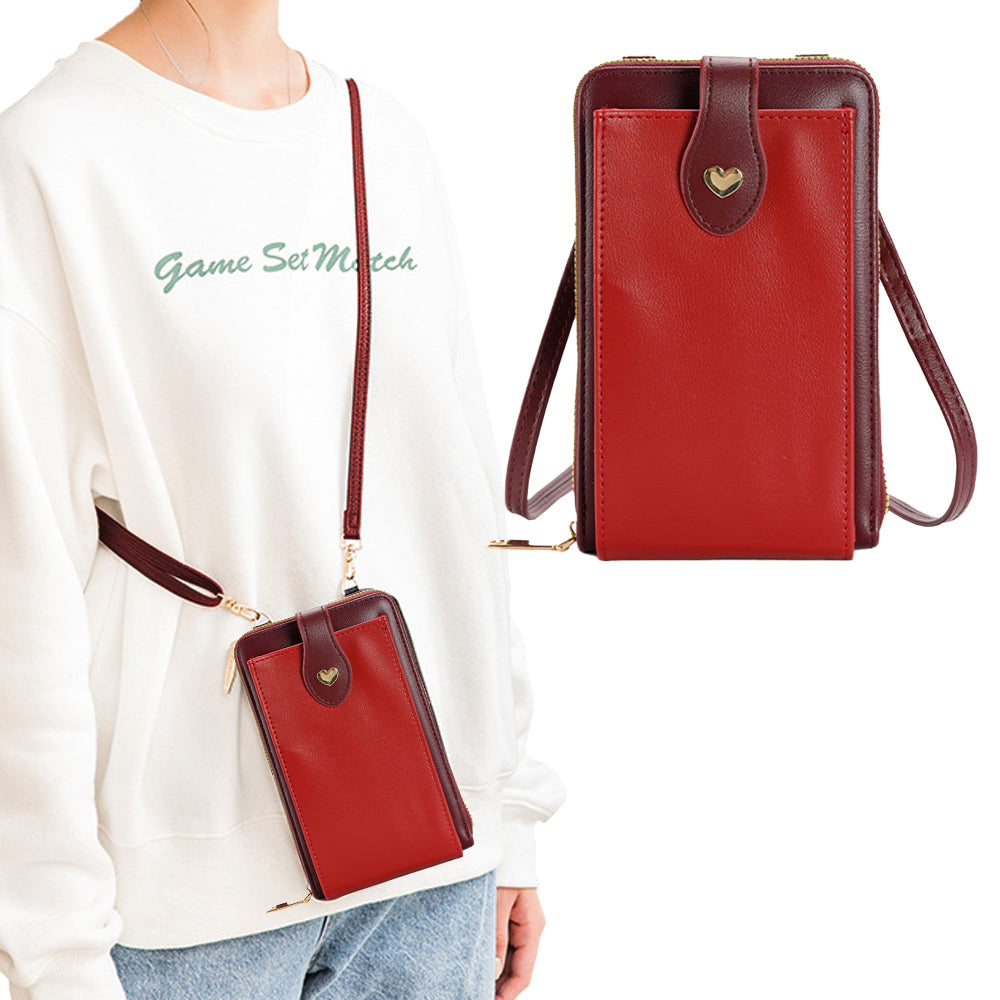 PU Leather Small Crossbody Bag Cell Phone Purse with Belt Buckle