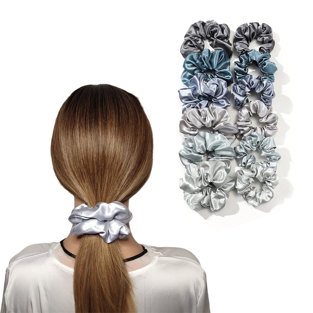 12Pcs Satin Scrunchies Soft Hair Ties Fashion Hair Bands Hair Accessories for Women Girls