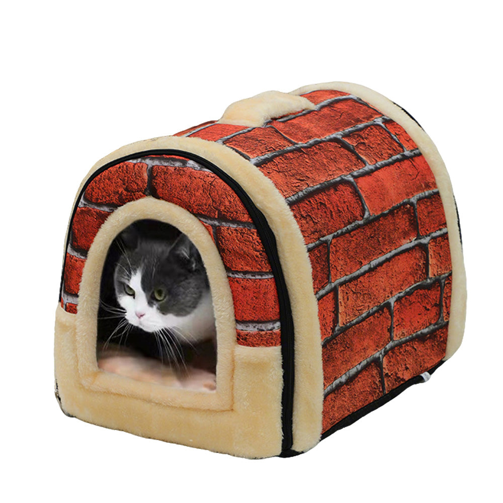 Pet Dog House Kennel Soft Beds Cave Cat Puppy Bed Doggy Warm Cushion Fold
