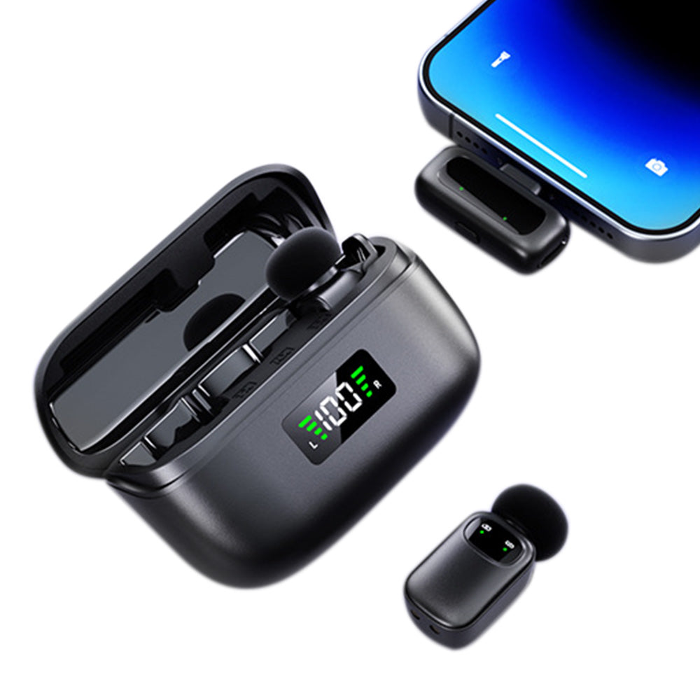 Mini Wireless Lavalier Microphone with Charging Case and AI Noise Reduction