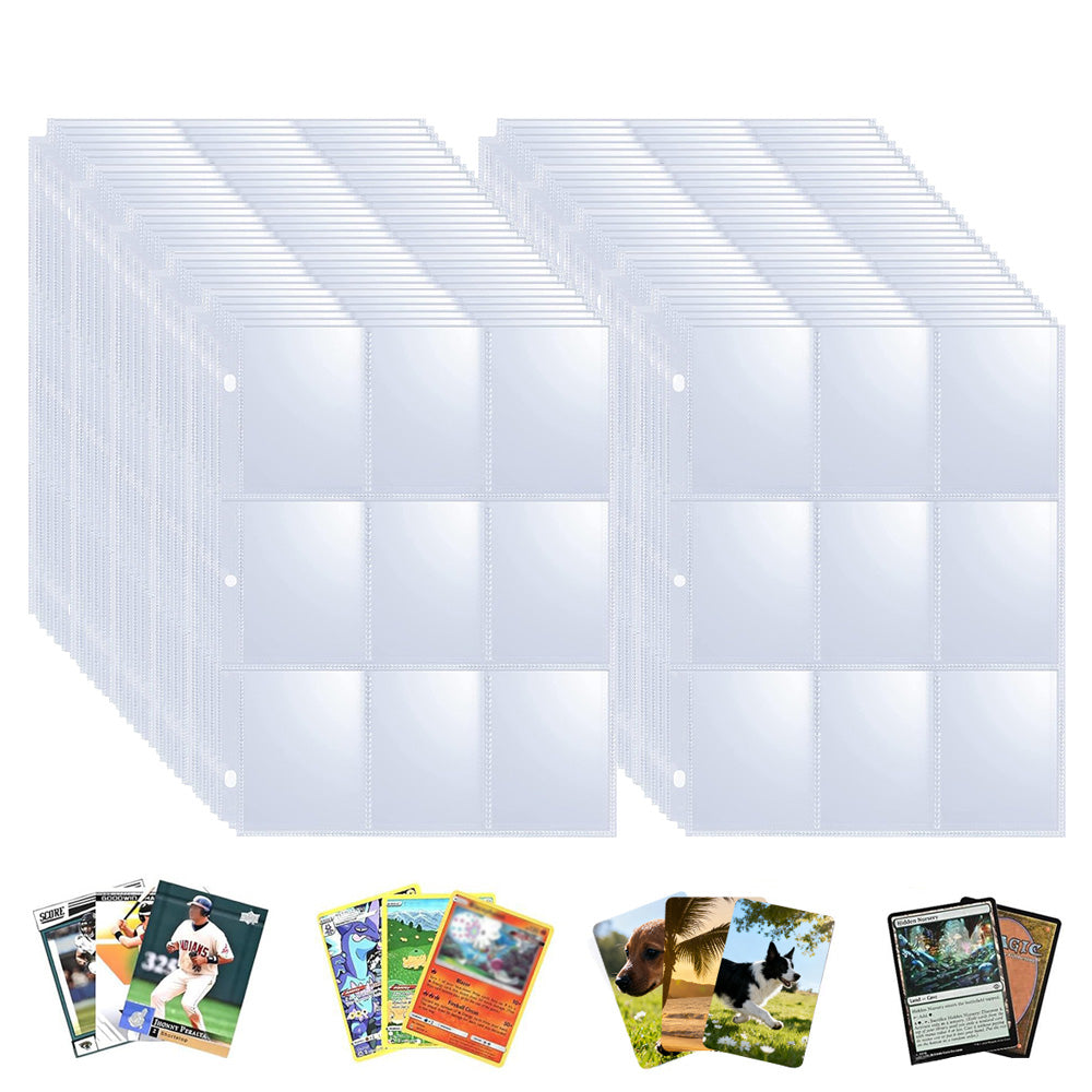 50 100Pcs 9 Grids Album Baseball Holder Sheets Double Side for Card Sleeves Photos