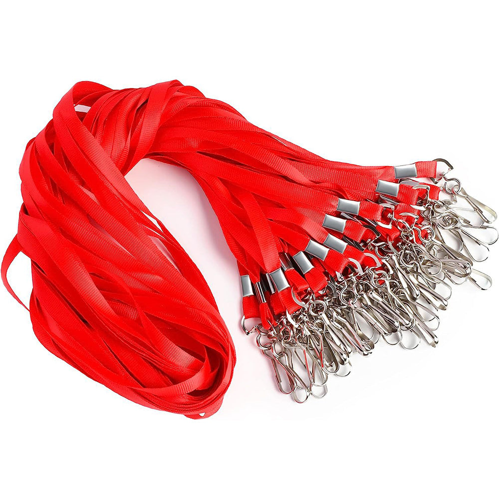 50 Flat Polyester ID Badge Lanyards with 360 Degree Swivel Hooks