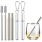 2 Pack Collapsible Stainless Steel Travel Straws with Keychain Cases