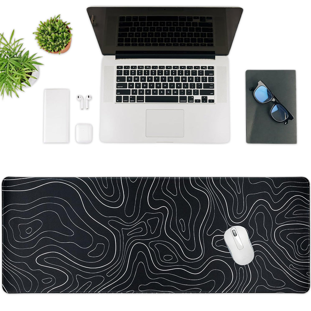 Keyboard Mouse Pad with Smooth Cloth Surface and Non-Slip Rubber Bottom for Office and Gaming Use-Black