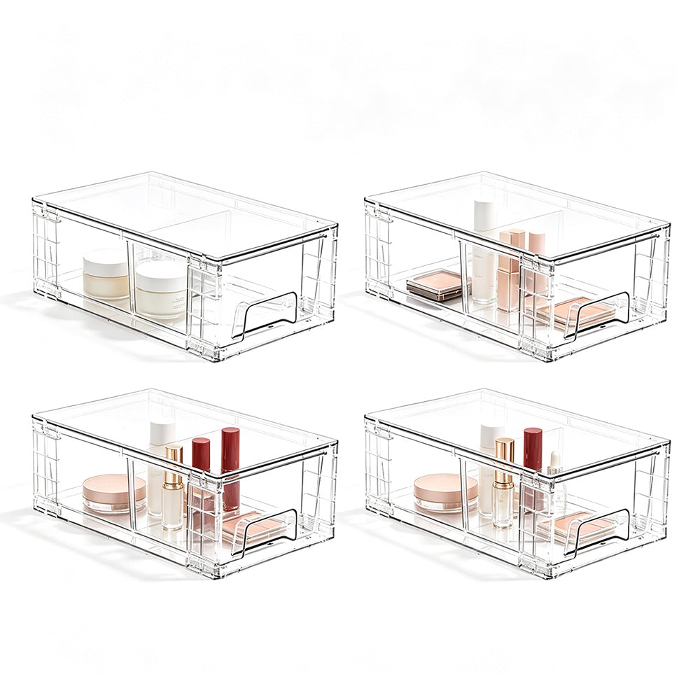Stackable Clear Makeup Organizer Drawer for Skincare Storage