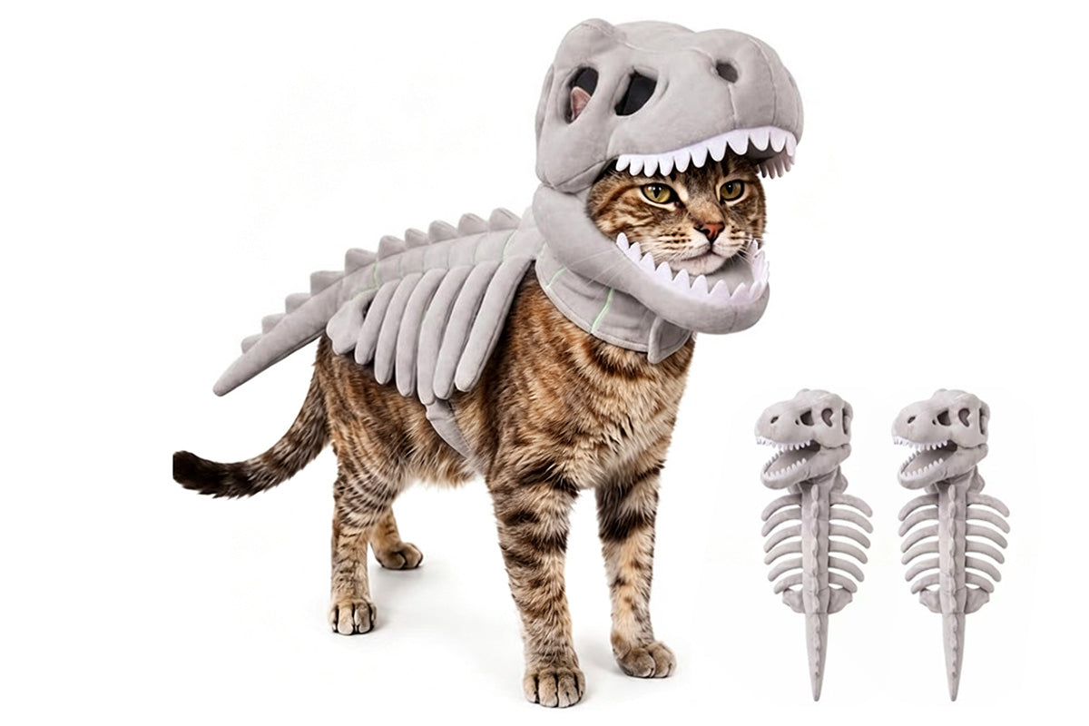 Pet Dinosaur Skeleton Costume Funny Outfit for Cat Small Dog Puppy