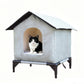 Cat House Indoor Outdoor Water Resistant Insulated Shelter for Small to Medium Cats-Grey