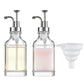 2 Pack 500ml Square Glass Syrup Soap Dispenser Bottles with Funnel