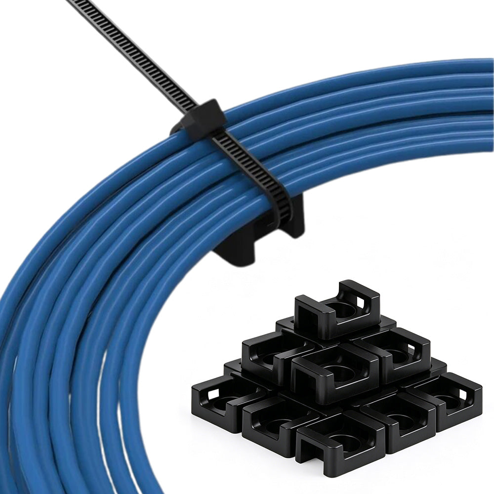 500 PCS Cable Tie Base Nylon Saddle Mount for Wire Management-Black