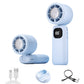 100 Speeds Digital Display Cooling Fan USB Fan with Lanyard and Phone Holder Base