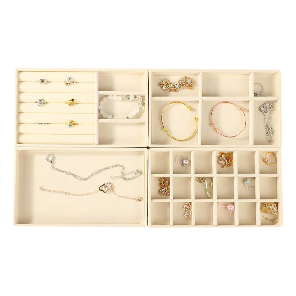 4pcs Stackable Jewelry Organizer Boxes Set for Earrings Rings Necklaces Bracelets