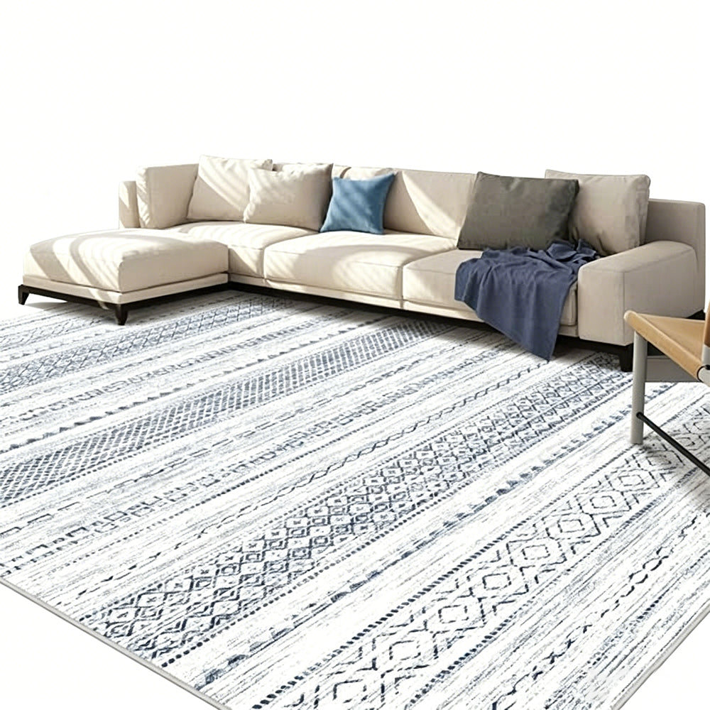Bohemian Rug Crystal Velvet Machine Washable Non-Slip Scratch-Proof for Living Room Bedroom Dining Room-Blue