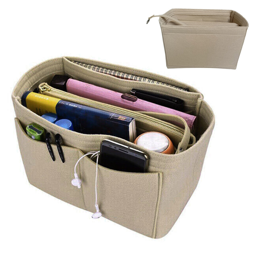 Thick Felt Tote Bag Organizer Insert with Multiple Pockets
