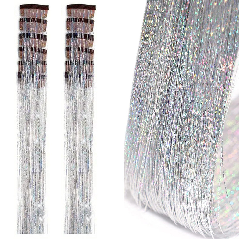 12-Piece Hair Tinsel Clip Kit for Sparkling Hair Extensions