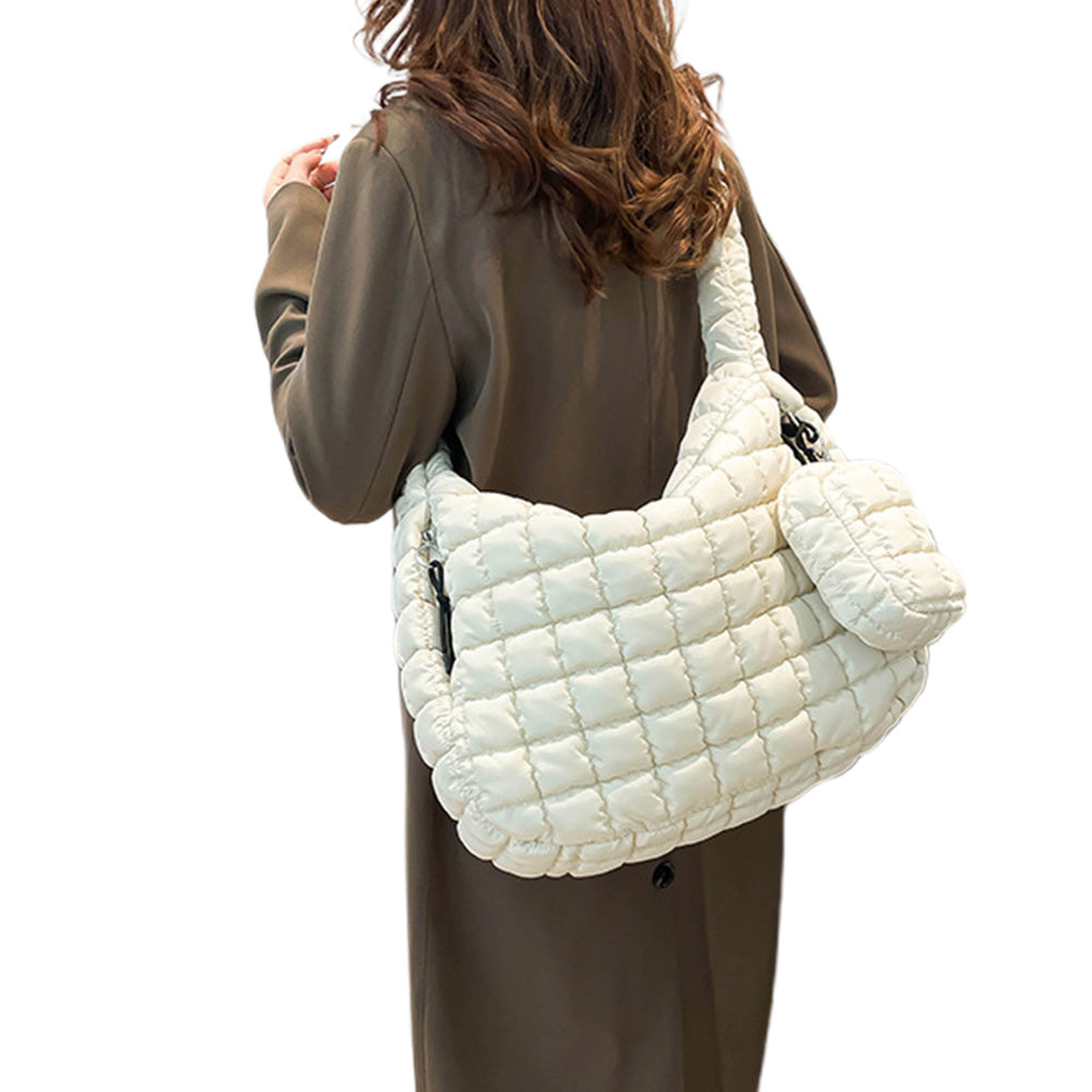 Puffer Tote Bag Quilted Puffy Crossbody Carryall Handbag