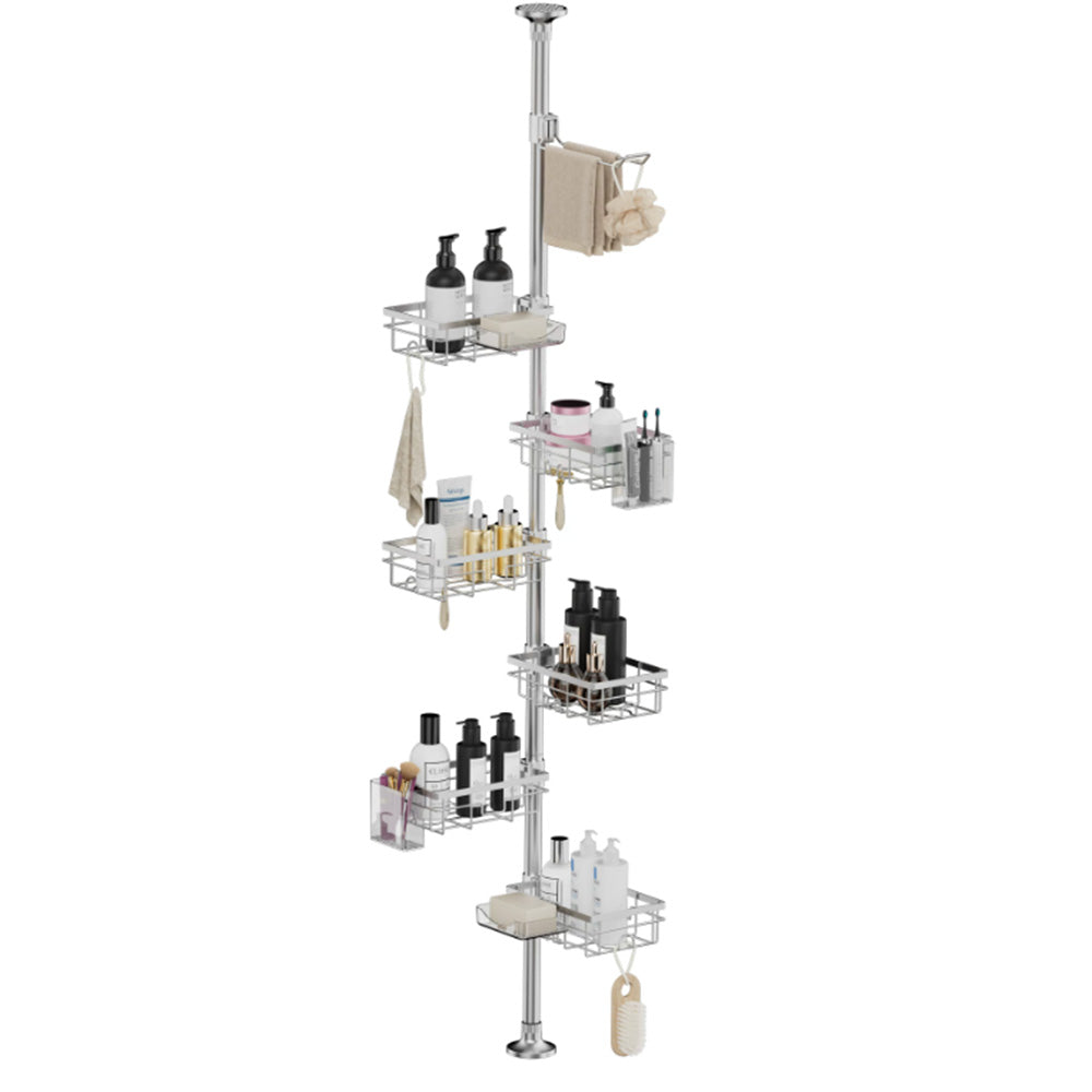 6 Tier Telescopic Shower Caddy Corner Carbon Steel Corner Shelf for Bathroom Kitchen