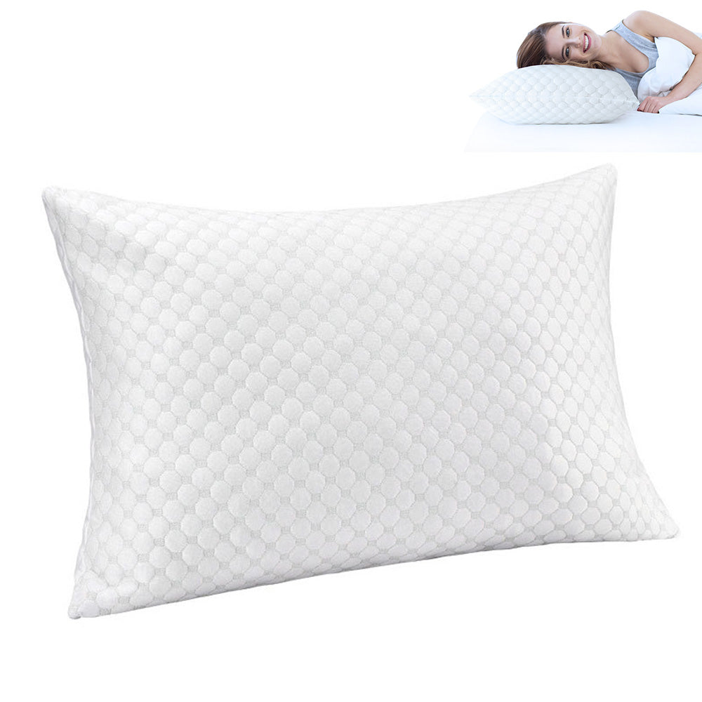 Cooling Shredded Memory Foam Pillows for Side Back Sleepers with Washable Cover-White