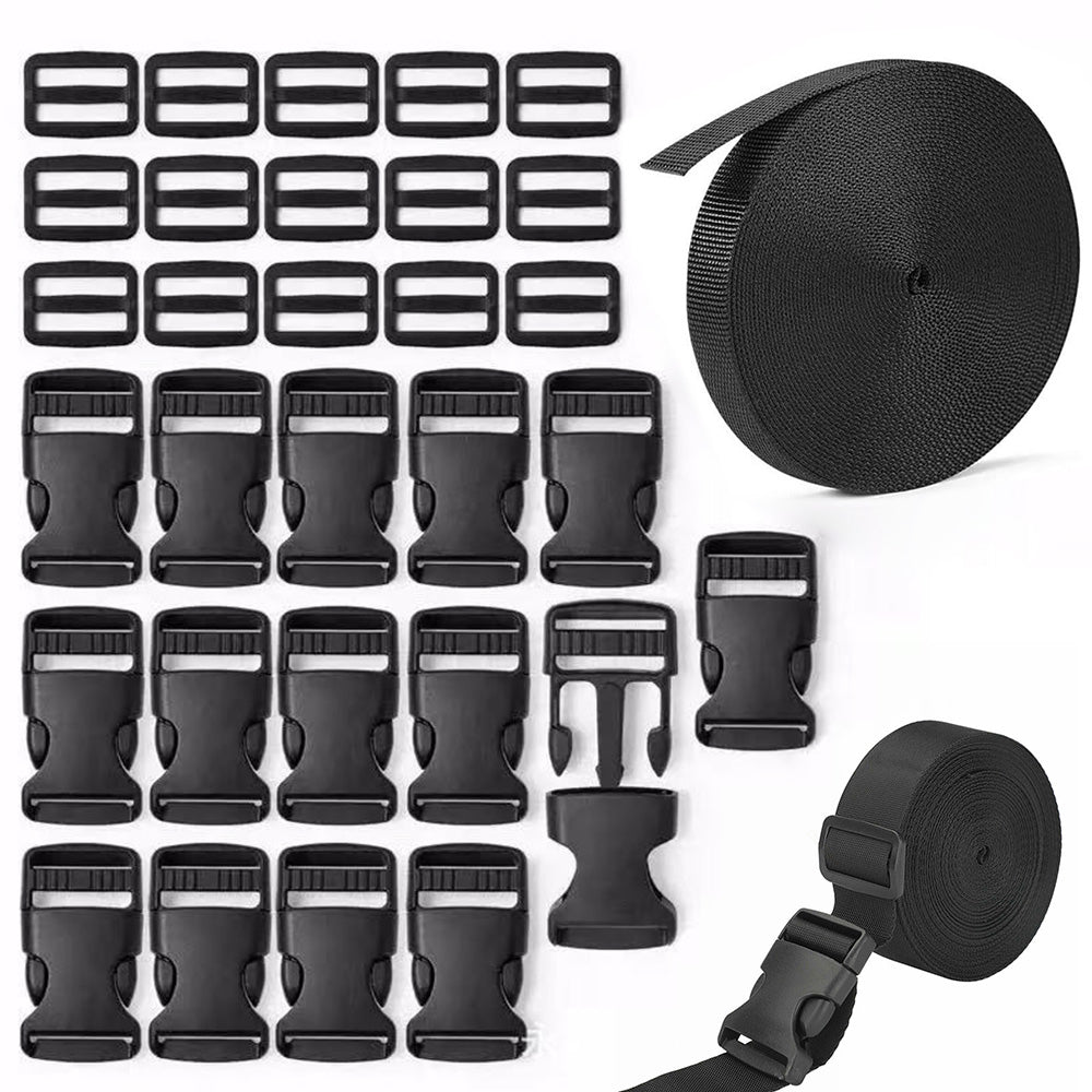 Buckle and Strap Kit Nylon Strap with Triglide Clips for Backpack Dog Collar