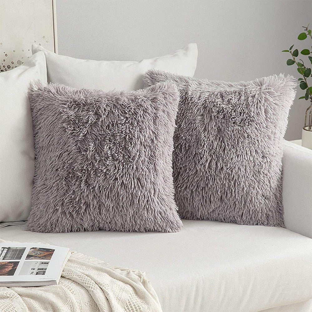 Two-Pack Plush Square Cushion Cases Pillow Covers
