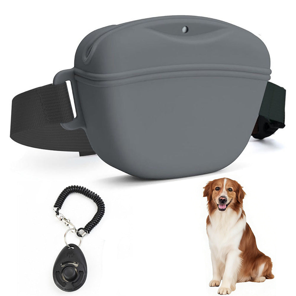 Dog Treat Pouch With Training Clicker Pet Silicone Training Treat Bag Pouch