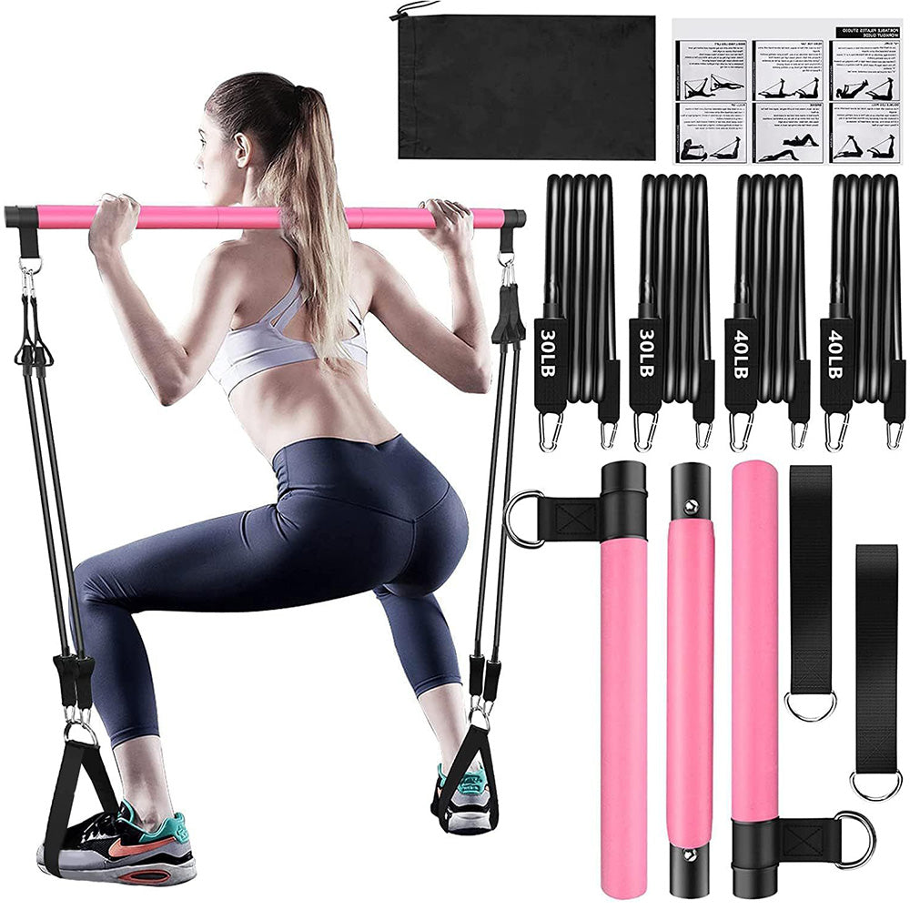 Pilates Bar Kit with Resistance Bands for Full Body Workouts Yoga Pilates