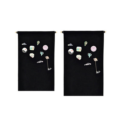 2 Piece Canvas Pin Badge Organizer Display Banners for Wall Hanging
