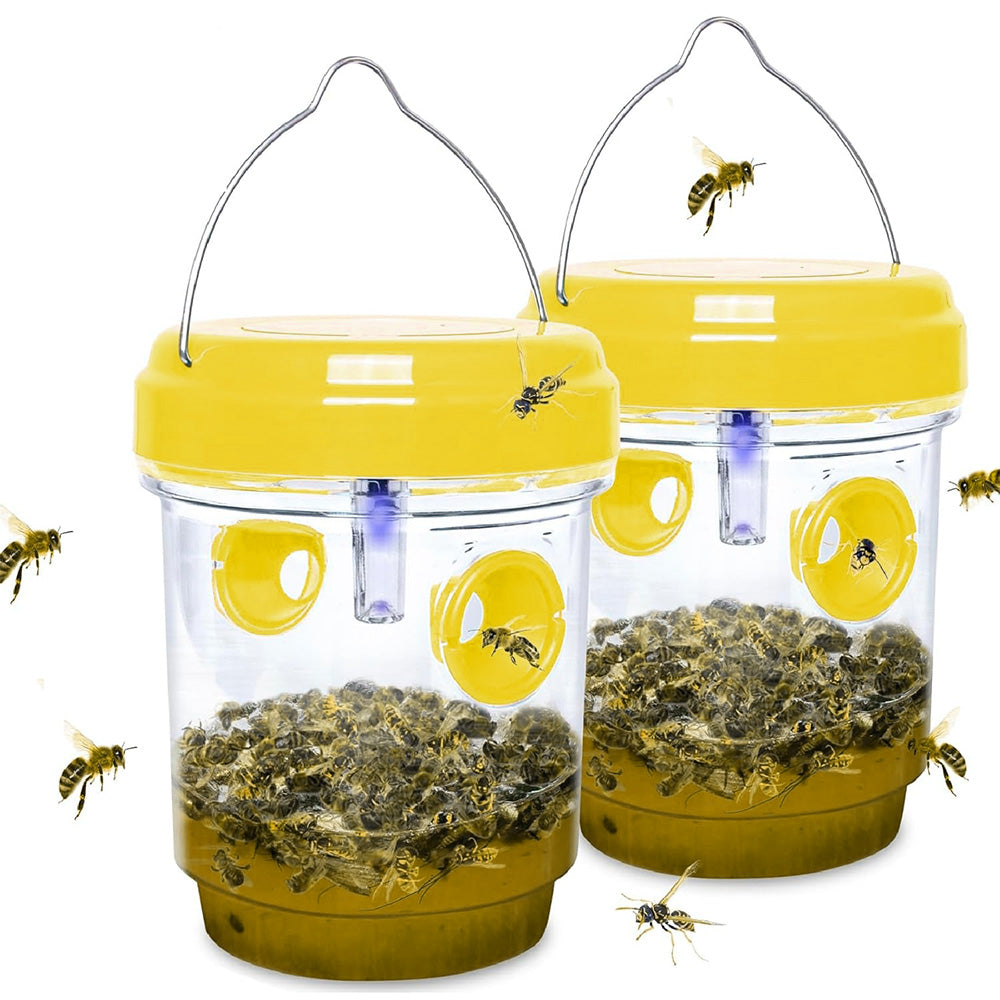 2Pcs Solar Powered Wasp Traps for Bees Hornets Outdoor Hanging Garden Protection