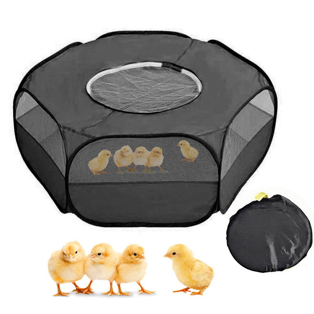 Portable Pop Up Small Animal Playpen with Clear Panels and Top Cover