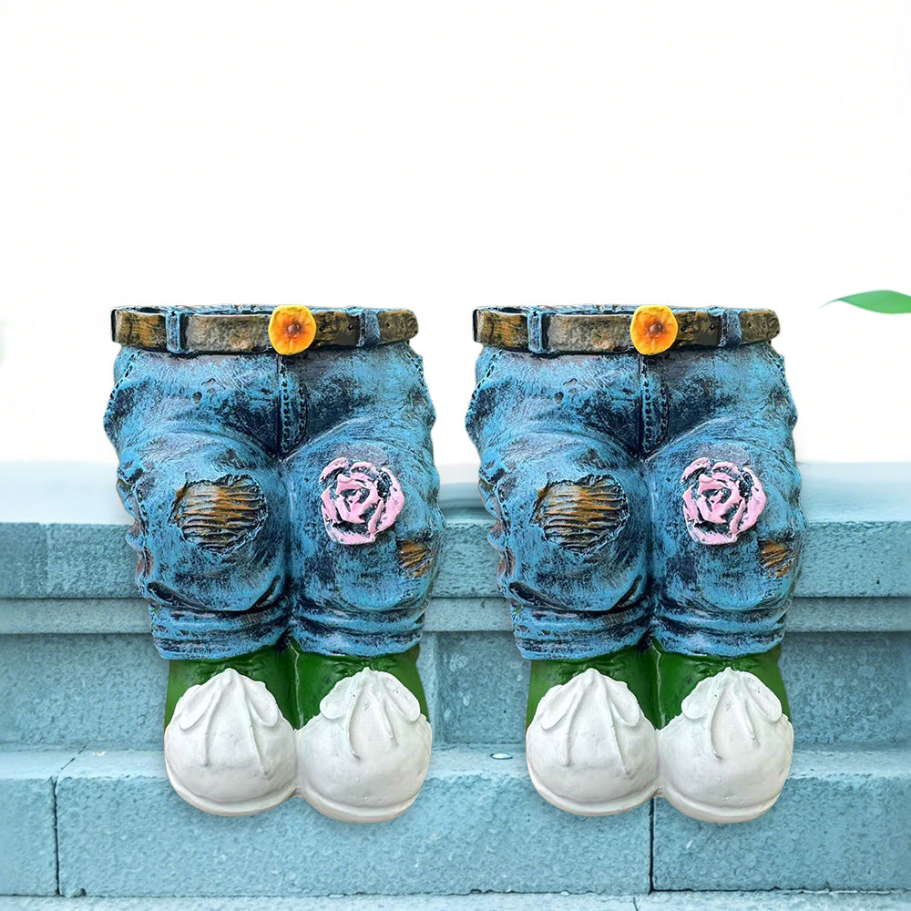 2XCreative Resin Jeans Shape Outdoor Planter Garden Decor Pot for Home Lawn Yard