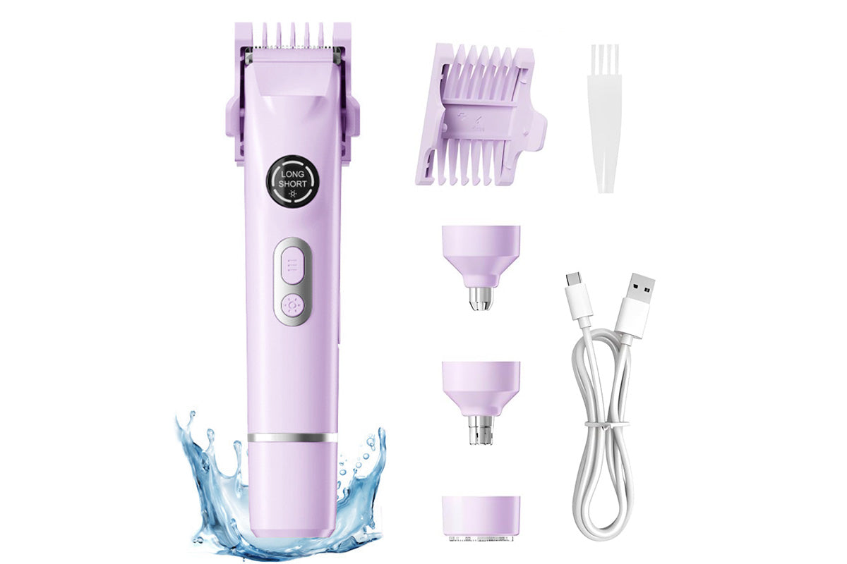 4-in-1 Women's Dual Heads Electric Shaver Cordless Body Hair Trimmer with 4 Heads Hair Removal Kit