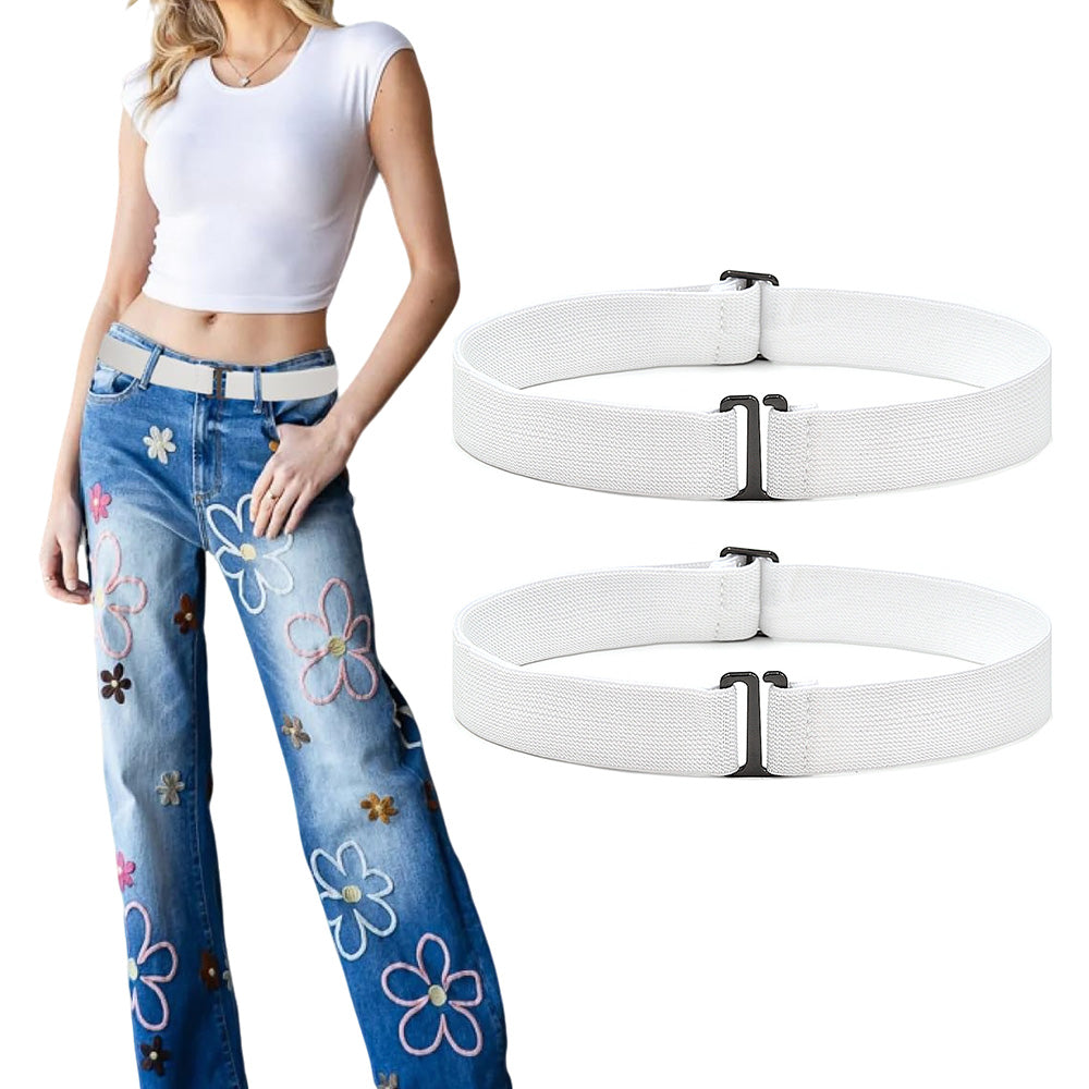 2Pcs Women Adjustable Stretch Belt Invisible Elastic Waistband for Pants Jeans Dresses