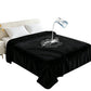 Water-Resistant Reversible Flannel Blanket Machine-Washable for Bed Sofa Camping-Black