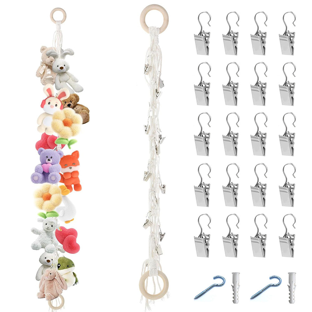 200CM Cotton Rope Hanger with 20 Clips for Photos Plush Toys Festival Cards