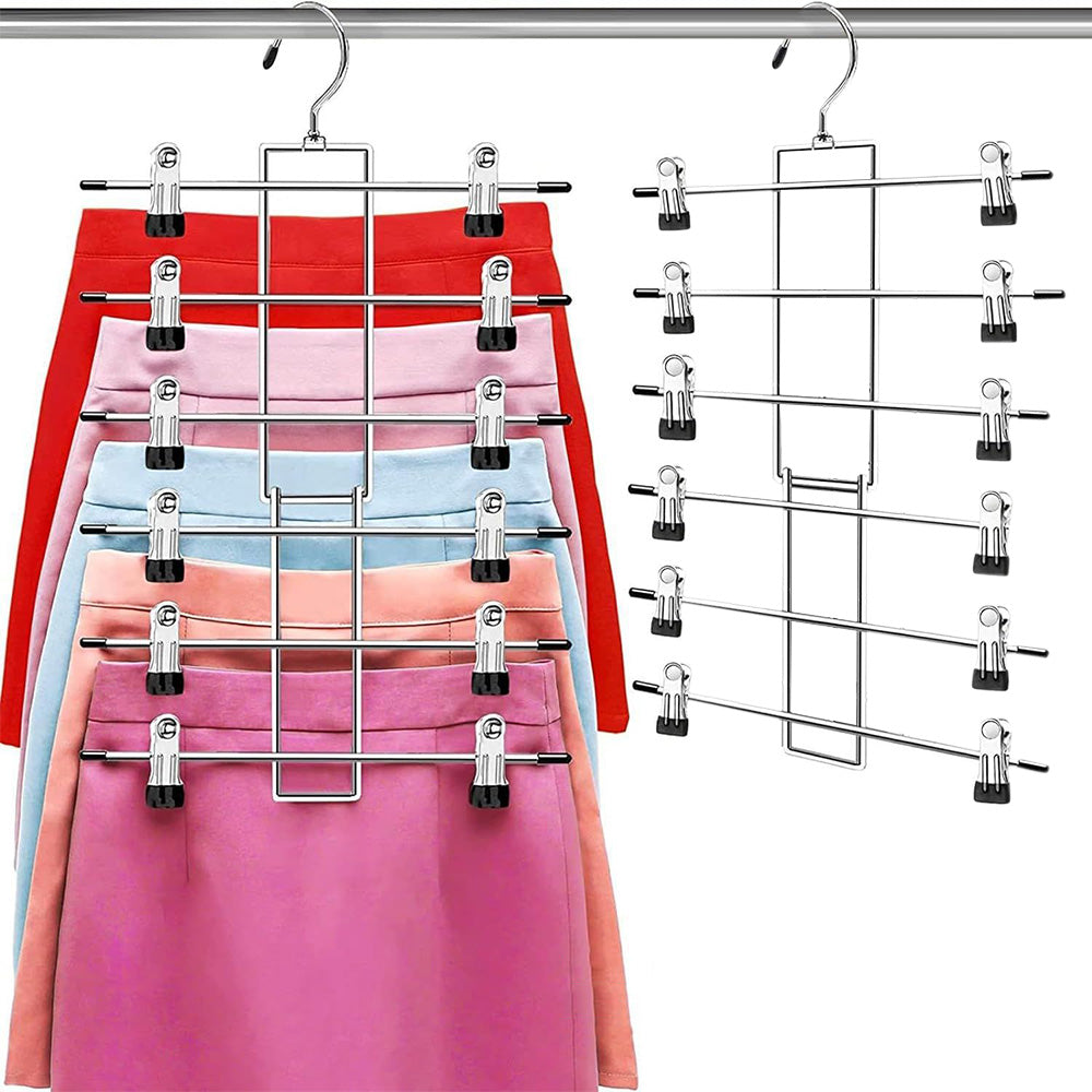 2X Space Saving Hanging Pants Organizer with 12 Clips and 360 Degrees Swivel Hook