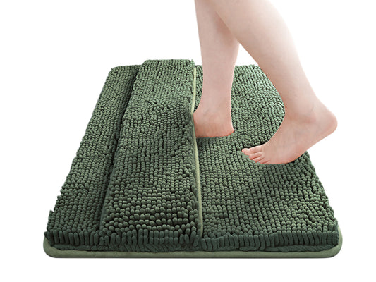 Two Layers Bath Mat 40x60cm Thick Soft Absorbent Chenille Bath Rug Mat