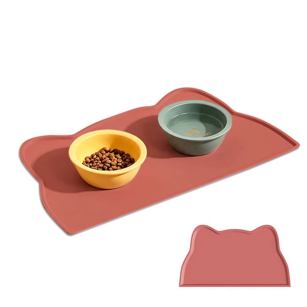 Thick Silicone Non Slip Pet Feeding Mat with Raised Spill Edge