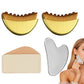 Stainless Steel Gua Sha Tool and Face Brush Set-Gold