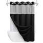 No Hook Shower Curtain with Snap-in Liner and See Through Top Window