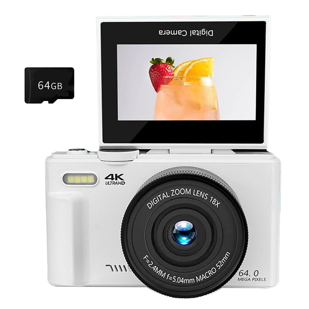 Digital Camera with 180 Degree Flip Screen WiFi Vlogging Camera with 64G TDF Card