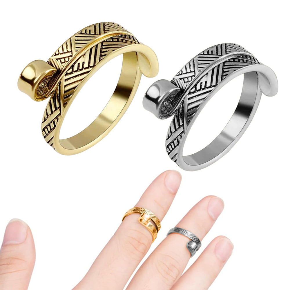 2Pcs Adjustable Knitting Crochet Loop Ring Open Yarn Guide Crochet Ring-Gold, Silver