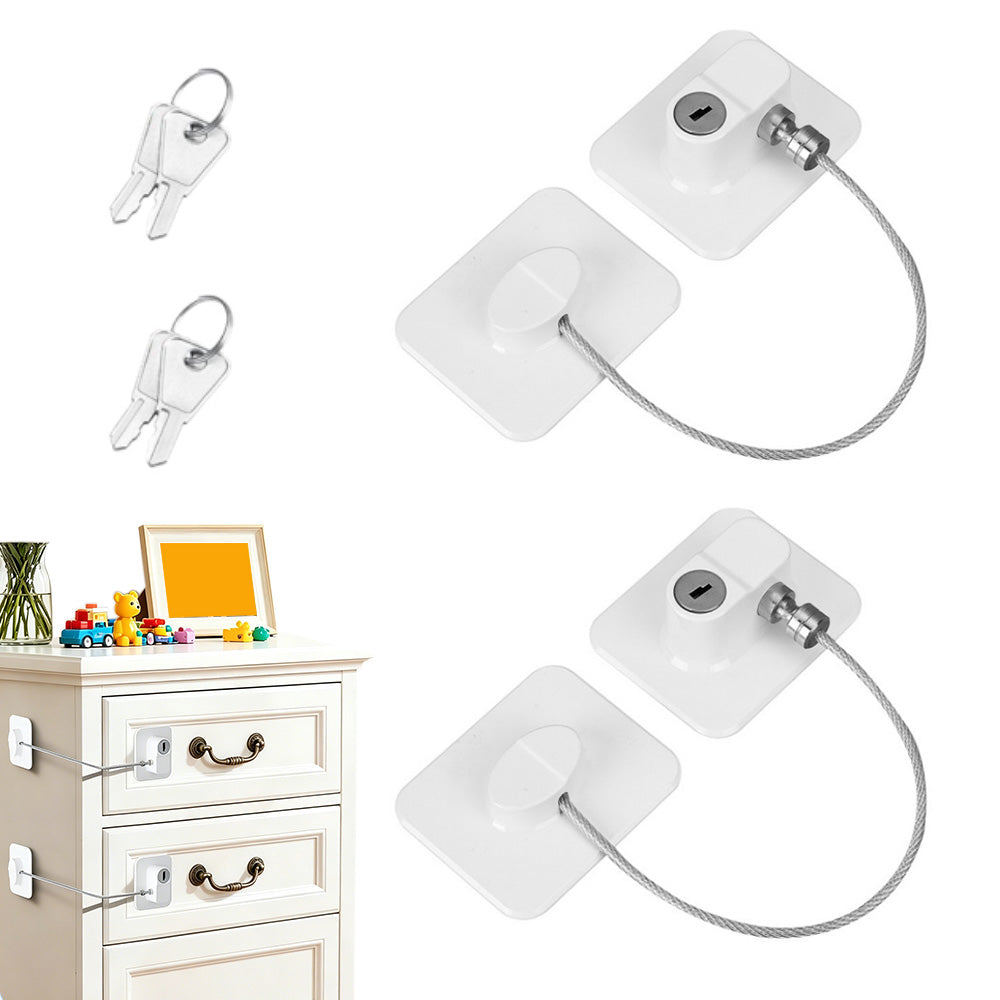 2 Pack Mini Little Ones Security Fridge Lock with Keys No-Drill for Drawer Window