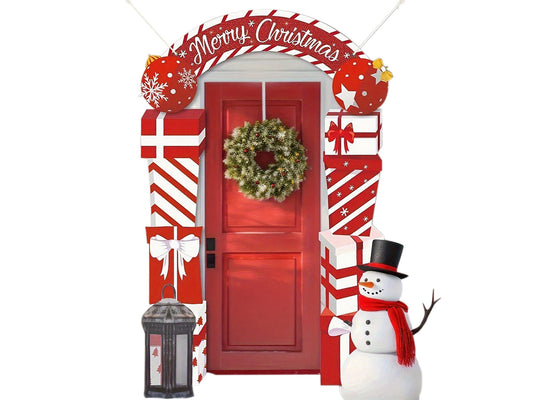 Christmas Decorations Merry Christmas Hanging Banner Porch Sign Xmas Banner Christmas Door Cover