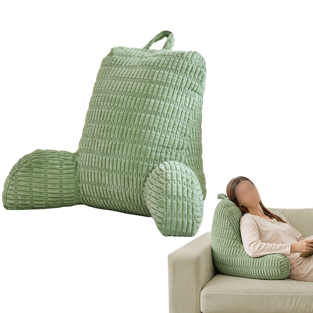 Bedside Backrest Cushion with Armrests Pocket and Washable Cover