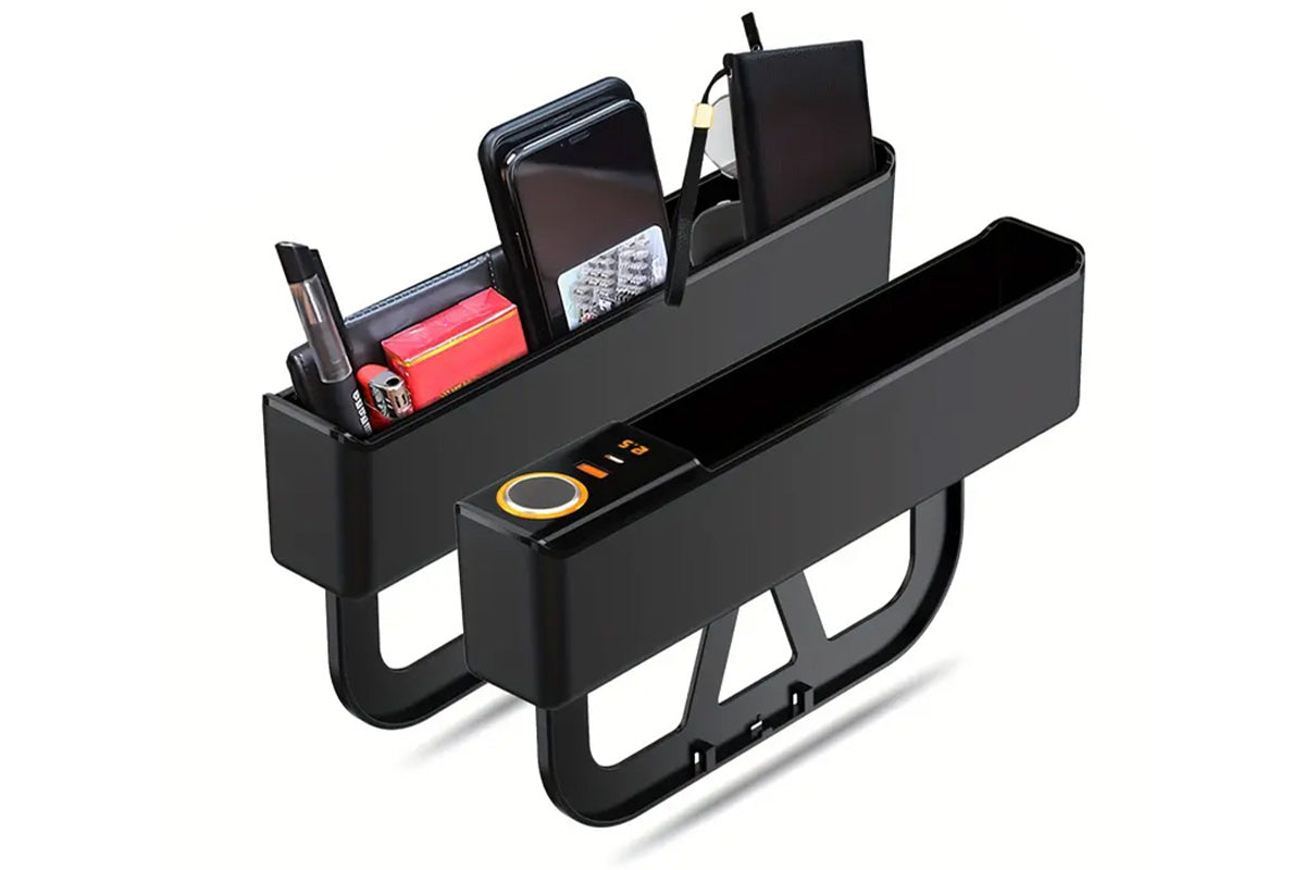 Car Seat Gap Organizer with USB-C USB Ports Console Side Pocket Storage Box