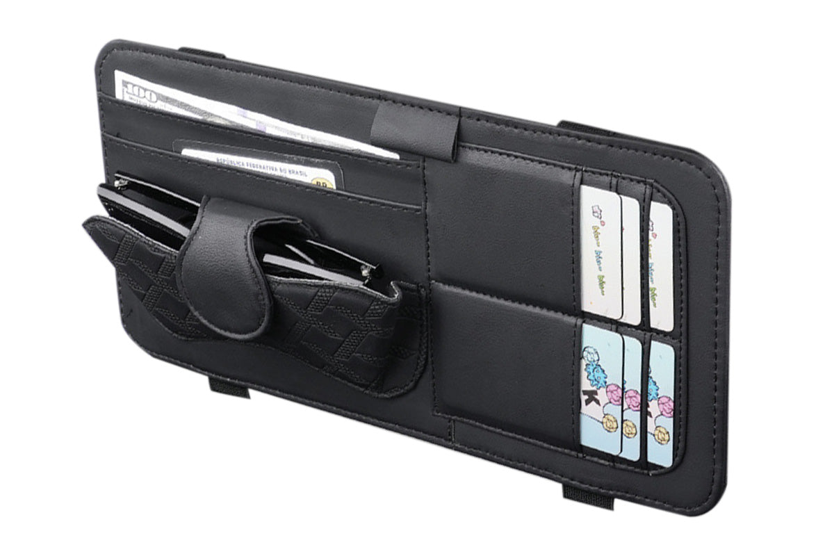 Car Sun Visor Organizer with Card Slots Sunglasses Holder Auto Interior Accessories Storage Holder with Tickets Slots