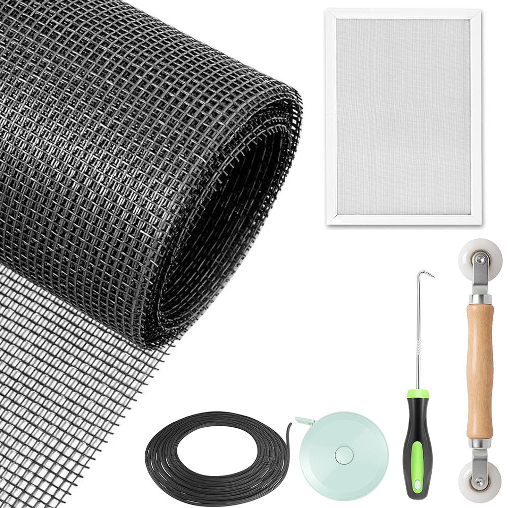 DIY Window Screen Repair Kit Fiberglass Mesh with Tools for Doors Patio Porch