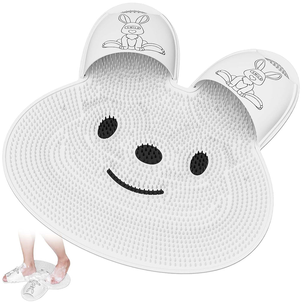 Shower Foot Scrubber Mat Rabbit-Shaped Silicone Foot Scrubber Pad