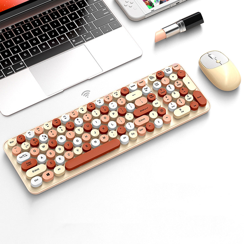2.4GHz Wireless Keyboard And Mouse Combo With Round Key Caps