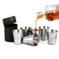 30ml Stainless Steel Shot Cup Set with PU Carry Pouch for Travel