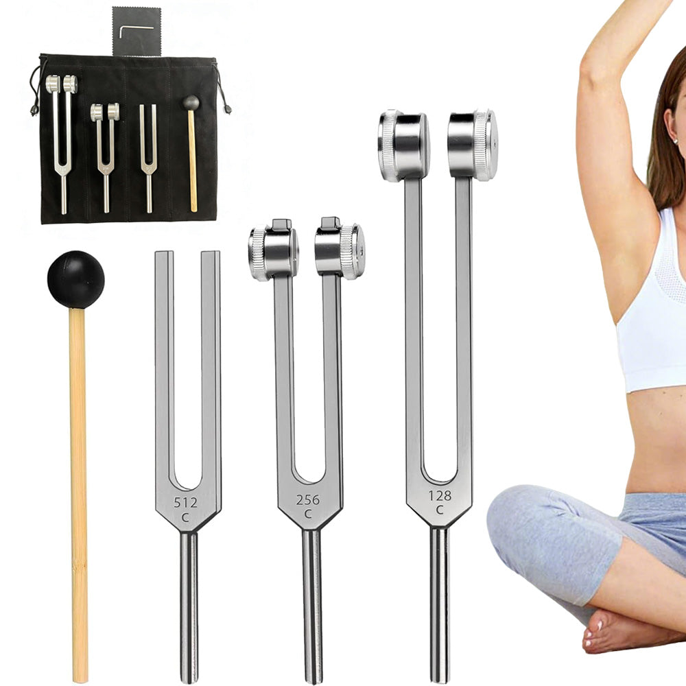 3Pcs Aluminum Tuning Forks Set 128Hz 256Hz 512Hz for Sound Healing Yoga Meditation